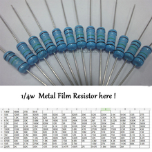 Resistores de filme de metal mergulhado com trilho, 1000 peças, 10k 1/4w, anel colorido, 1/4w, 10k, 1%, outro valor, verifique a página 2024 - compre barato