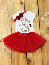 Customize Tale As Old As Time Newborn infant bodysuit onepiece Tutu Dress romper Outfit Sets baby shower party gifts 2024 - buy cheap