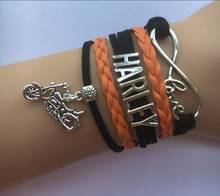 1pc infinity handmade bracelet leather vintage charm wax cord fashionable Multilayer Braided jewerlly Bracelet  6035 2024 - buy cheap