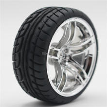 4 pçs 1/10 rc borracha macia touring pneu roda aro wd5sc (chrome) 3/6/9mm offset para 1:10 touring carro 10186 + 21001 2024 - compre barato