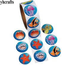 1 Roll(100PCS)/LOT.Sea world ocean animals paper stickers Home decoration Activity crafts School reward label Classic toy Funny 2024 - buy cheap