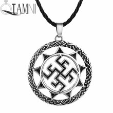 QIAMNI Punk Slavic Triangle Talisman Round Pendant Necklace Men Amulet Nordic Viking Jewelry Birthday Gift Friendship Charm 2024 - buy cheap