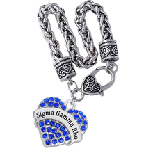 New Products Sigma Gamma Rho Greek Society sorority Jewellery Bracelet for Rhinestone Crystal Inlaid Heart Metal Pendant bangle 2024 - buy cheap