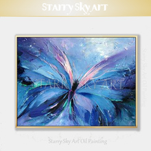 Cheap Price Hand-painted Modern Abstract Art Butterfly Oil Painting Beautiful Small Insect Blue Butterfly Picture Oil Painting 2024 - buy cheap