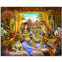 Mosaico de pintura de diamante egípcio rainha e cheetah, faça você mesmo, pintura de diamante, imagens 3d de ponto de cruz h797 2024 - compre barato