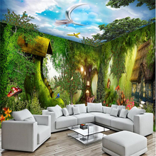 Beibehang papel de parede casa e floresta 3d, papel de parede foto personalizada para paredes 3 d, mural grande para sala de estar, quarto 2024 - compre barato