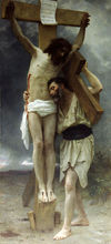 TOP oil painting -Adolphe Bouguereau - Compassion! Christ Jesus on cross-Free shipping cost--36 " large-Handcraft Oil Painting 2024 - buy cheap