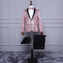 Новый розовый золотой костюм с блестками для мужчин, модные свадебные костюмы с блестками для жениха, барный блейзер для ночного клуба, Dj Singer, костюмы для сцены, торжественное платье 2024 - купить недорого