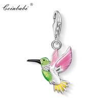 Charm Pendant Colourful Hummingbird,2018 Fashion Jewelry Trendy Real Authentic 925 Sterling Silver Gift For Women Fit Bracelet 2024 - buy cheap