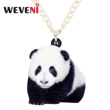 WEVENI Acrylic Fashion Chinese Panda Necklace Pendant Chain Choker Jewelry For Women Girls Bijoux Trendy Animal Accessory Gifts 2024 - buy cheap