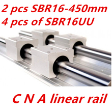 NEW 2pcs SBR16 L 450mm Linear Bearing Rails + 4pcs SBR16UU Linear Motion Bearing Blocks (can be cut any length) 2024 - buy cheap