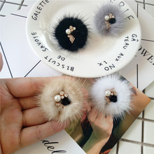 New Cute Charm Brooch Pins For Women Real Fur Pompom Ball Brooches Collar Jewelry Gift Muslim Brooches 2024 - buy cheap