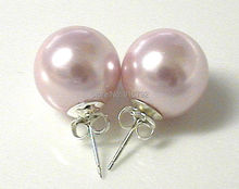 Wholesale  >>>10mm PINK Sea Shell Pearl Stud Earrings 925 Sterling Silver Posts 2024 - buy cheap