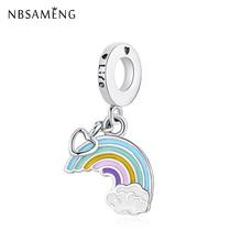 Original 925 Sterling Silver Beads Charm Enamel Rainbow of Love Hanging Charm Fit Pandora  Bracelets Necklace Women DIY  Jewelry 2024 - buy cheap