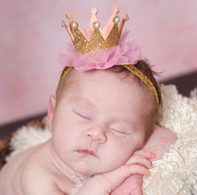 Wholesale New Newborn Mini Felt Crown Glitter Elastic Headband For Handmade Children Baby Headbands Girls Hair Accessories 2024 - buy cheap