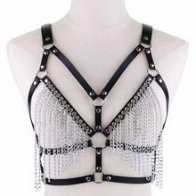 KMVEXO Leather Chain Harness Body Bra Chest Goth Punk Sexy Chain Necklace Top Women Summer Festival Fashion Cage Bondage Jewelry 2024 - buy cheap