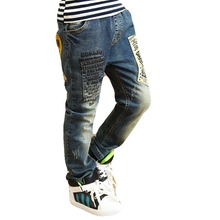 Новинка 2019, детская одежда, детские джинсовые брюки для мальчиков, Осенние леггинсы в Корейском стиле для мальчиков от 3 до 14 лет, зимние Бархатные брюки 2024 - купить недорого