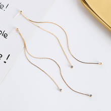 Simple Gold Color Metal Chain Tassel Long Earrings For Women Fashion Jewelry Rhinestone Elegant Drop Pendientes Femme Bijoux 2024 - buy cheap