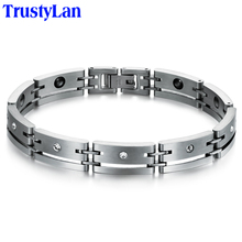 Trustylan, pulsera Masculina de acero inoxidable a la moda, pulsera magnética saludable para hombres, joyas elásticas, pulseras y brazaletes para mujeres 2024 - compra barato