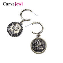 Carvejewl vintage earrings beauty queens head coins drop dangle earrings for women jewelry European classic earrings wholesale 2024 - buy cheap