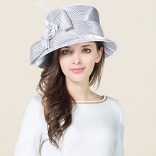 Sombrero de lino para mujer y niña, gorros de fiesta con visera ancha, color blanco, estilo Sinamay, Derby de B-8660, para vestido de boda 2024 - compra barato