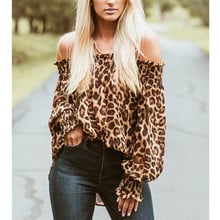 2019 Fashion Women's Off Shoulder Leopard Print Shirts Ladies Puff Sleeve Slash Neck Blouse All-Matching Pullover Women Shirts 2024 - buy cheap