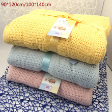 Newborn Baby Blankets Super 100% Soft Cotton Crochet Summer  Candy Color Prop Crib Casual Sleeping Bed Supplies Hole Wrap 2024 - buy cheap