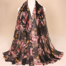 2021 Women Fashion Autumn Winter Floral Viscose Scarf Lady Print Voile Shawls and Wraps Pashmina Foulards Muslim Hijab 180*85Cm 2024 - buy cheap