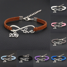 Número animal encantos pulseira de prata antigo cor infinito amor pulseiras de couro para jóias de moda feminina 2024 - compre barato