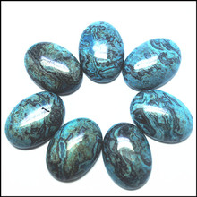 10pcs Nature Semi precious stone cabochons chinese Labradorite blue jasperrs stone for metal pendants metal base 18x25mm 2024 - buy cheap