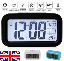 Despertador digital, automático, luz suave, mesa, despertador, data, temperatura, display lcd, família 2024 - compre barato