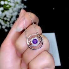 The eyes of God :purple amethyst gemstone pendant for necklace good cut fine jewelry  round gem  free shipping  birthday gift 2024 - buy cheap