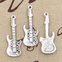 Pingentes cromados para guitarra, pingentes clássicos cor de prata 36x12mm, faça você mesmo, jóias prateadas tibetanas, feitas à mão, com 10 peças 2024 - compre barato