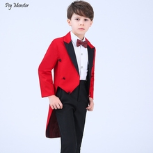 Formal Children Dresses Tuxedo Sets Flower Boys Host Wedding, Piano Costume Kids Tuxedo Shirts Pants Bowtie 4PCS Outfits 2024 - buy cheap