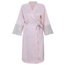 Camisola feminina kimono, camisola sexy, com mangas e rendas, roupa de dormir 2024 - compre barato