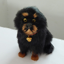 cute simulation black dog model toy resin and fur small Tibetan mastiff doll gift about 11x8x13cm 1862 2024 - buy cheap