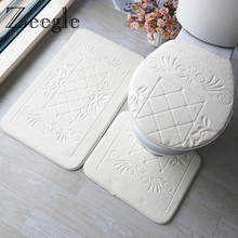 Zeegle 3D Embossed Rug Bathroom Mat Set  Absorbent Bath Carpets Set Non-slip Shower  Floor Mats Toilet Rug 2024 - buy cheap