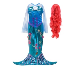 Карнавальный костюм принцессы Ариэль для девочек; Платье Русалочки с расклешенными рукавами; Детские Вечерние платья на Хэллоуин 2024 - купить недорого