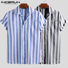 INCERUN Striped Casual Shirt Men Short Sleeve Button Up 2021 Summer Leisure Fashion Brand Shirts Men Camisa Masculina Streetwear 2024 - compre barato