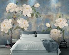 Papel de parede 3d vintage com flor de aquarela, mural para casa, arte em parede, decalque para quarto, impressão hd, floral, rolos de papel de parede personalizados 2024 - compre barato