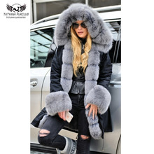 Tatyana Furclub New Real Fur Jacket For Women Winter Clothes Thick Warm Trendy Coat Black Outwear With Big Fur Collar Parkas 2024 - buy cheap