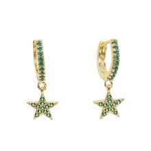 wholesale green cz paved star dangle charm earring for wedding jewelry 2024 - buy cheap