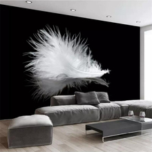 beibehang Custom wallpaper 3d murals modern minimalist black and white feather background wall decorative painting 3d wallpaper 2024 - buy cheap