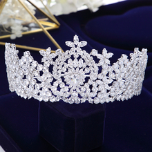 Sparkling Full Zircon Crystal Brides Tiaras Crowns Wedding Hairbands Royal Queen Evening Hair Jewelry Wedding Accessories 2024 - buy cheap