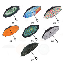Pongee guarda-chuva invertido à prova de vento, 7 cores, tubo de liga de alumínio, proteção solar feminino, crianças, mulheres, guarda-chuva longo 2024 - compre barato