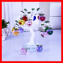 Crystal Apple Tree with 12 6pcs Apples Fengshui Crafts Home Decor Figurines Christmas New Year Gifts Souvenirs  Decor Ornament 2024 - buy cheap