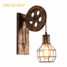 Luminária de parede estilo loft, lâmpada retrô, industrial, vintage, todas as lâmpadas, polia de elevação, ajustável, uso doméstico, sconce 2024 - compre barato