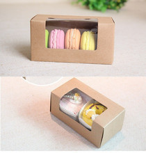 30pcs Kraft paper gift cardboard boxes, craft paper gift box with clear pvc window packaging,Macaron packing craft paper box 2024 - buy cheap