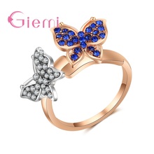 Precioso elegante anillo de mariposa Pave Brillant cristal bonito romántico boda fiesta regalos para mujeres gota venta al por menor 2024 - compra barato