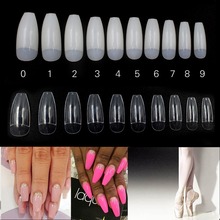 500pcs/Bag Ballerina Nail Art Tips Transparent/Natural False Coffin Nails Art Tips Flat Shape Full Cover Manicure Fake Nail Tips 2024 - buy cheap